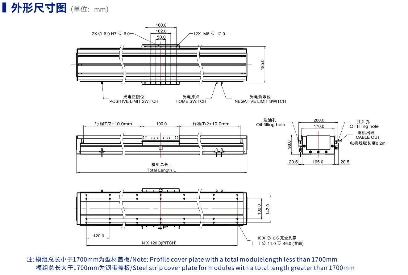 DEM16 内嵌轨道标准型 尺寸图