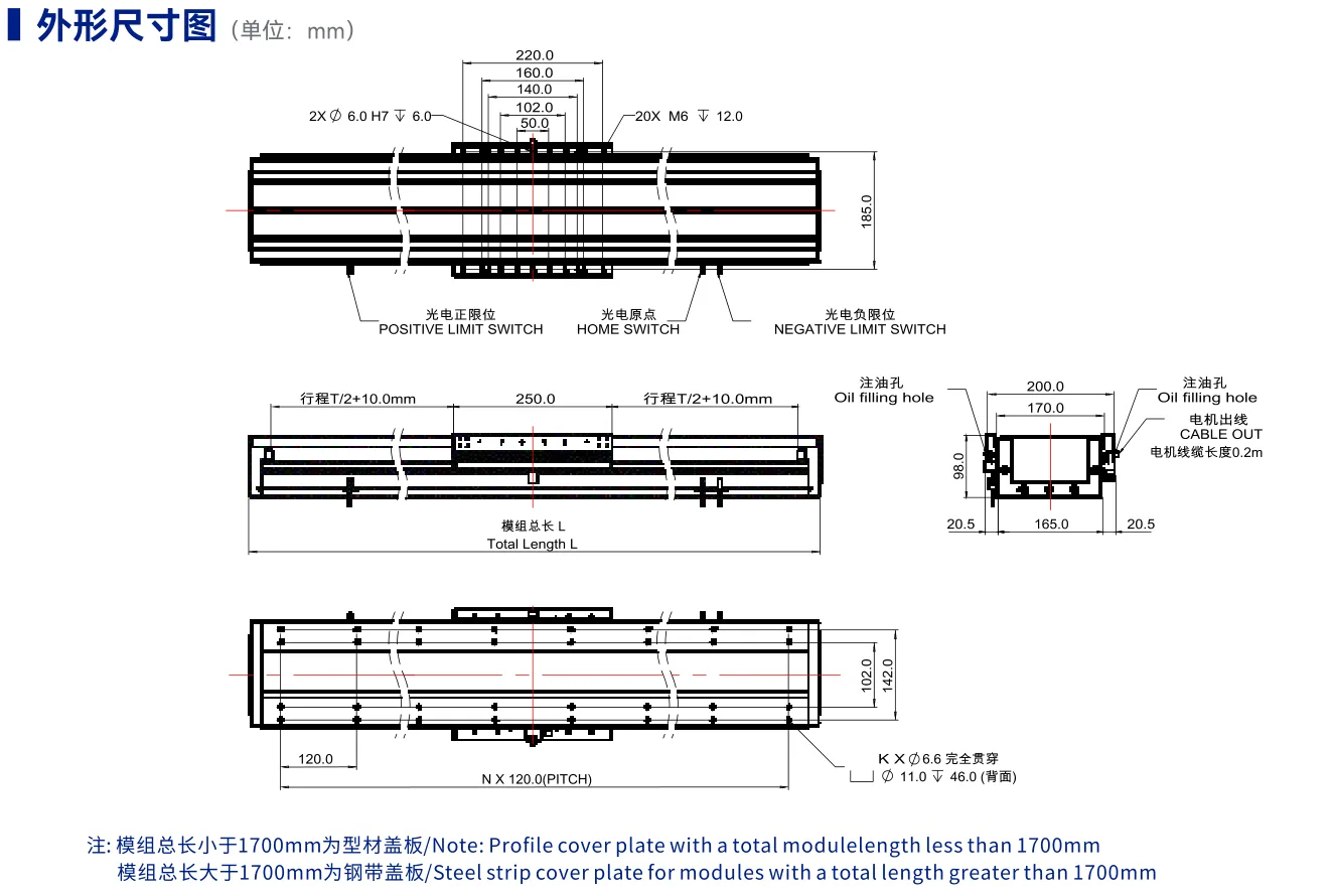 DEM16 内嵌轨道重载型 尺寸图